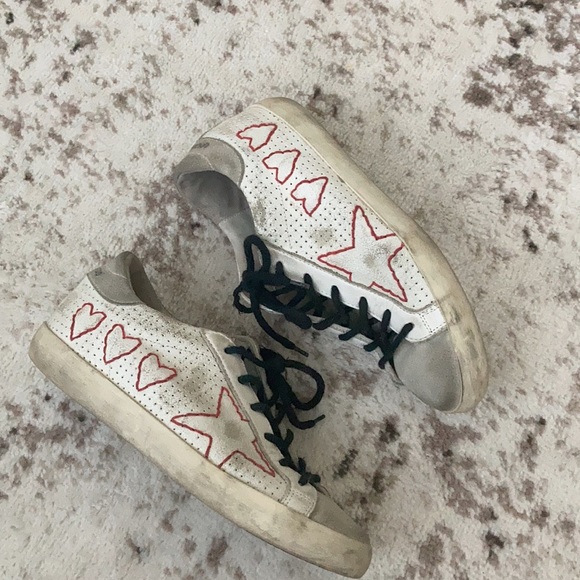 Authentic Golden Goose superstars Red Stitched Hearts - Picture 4 of 8